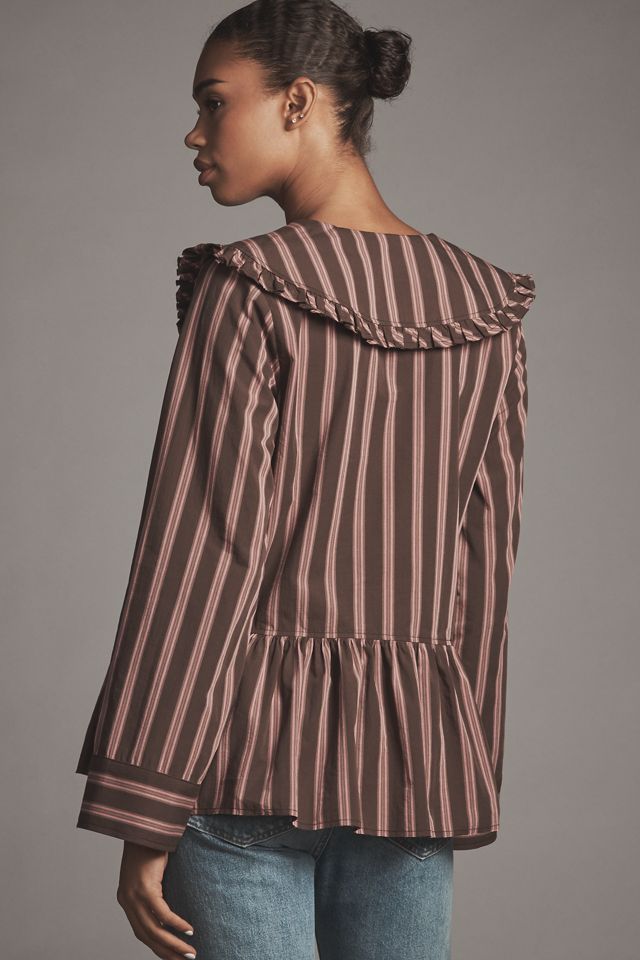 Maeve Cotton Long-Sleeve Collared Blouse #1