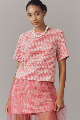 Maeve Tweed Short-sleeve Top In Pink