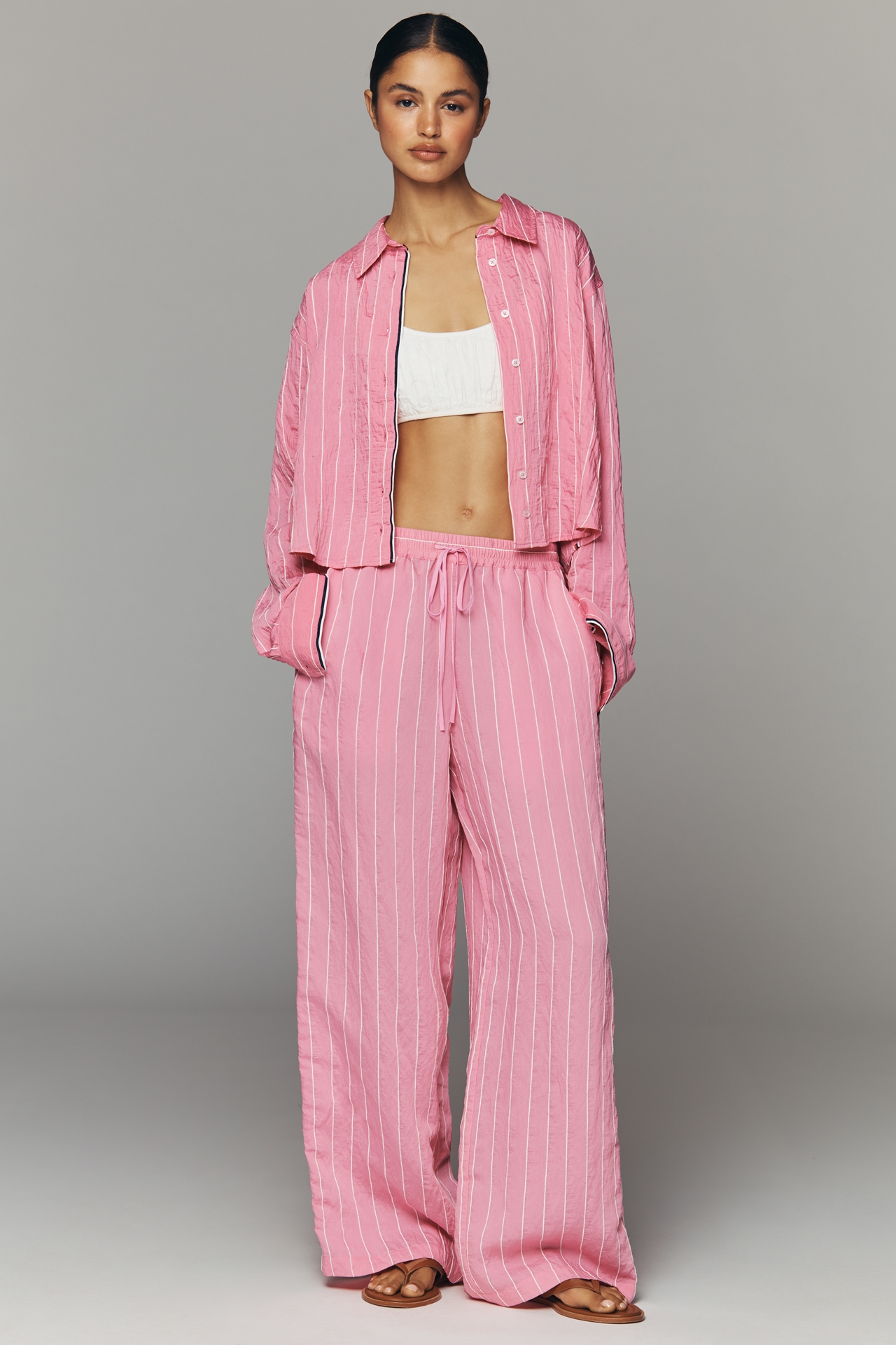 Maeve Silky Crop Buttondown Shirt