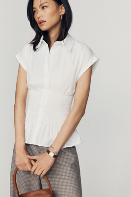 Maeve 100% Cotton Smocked Blouse