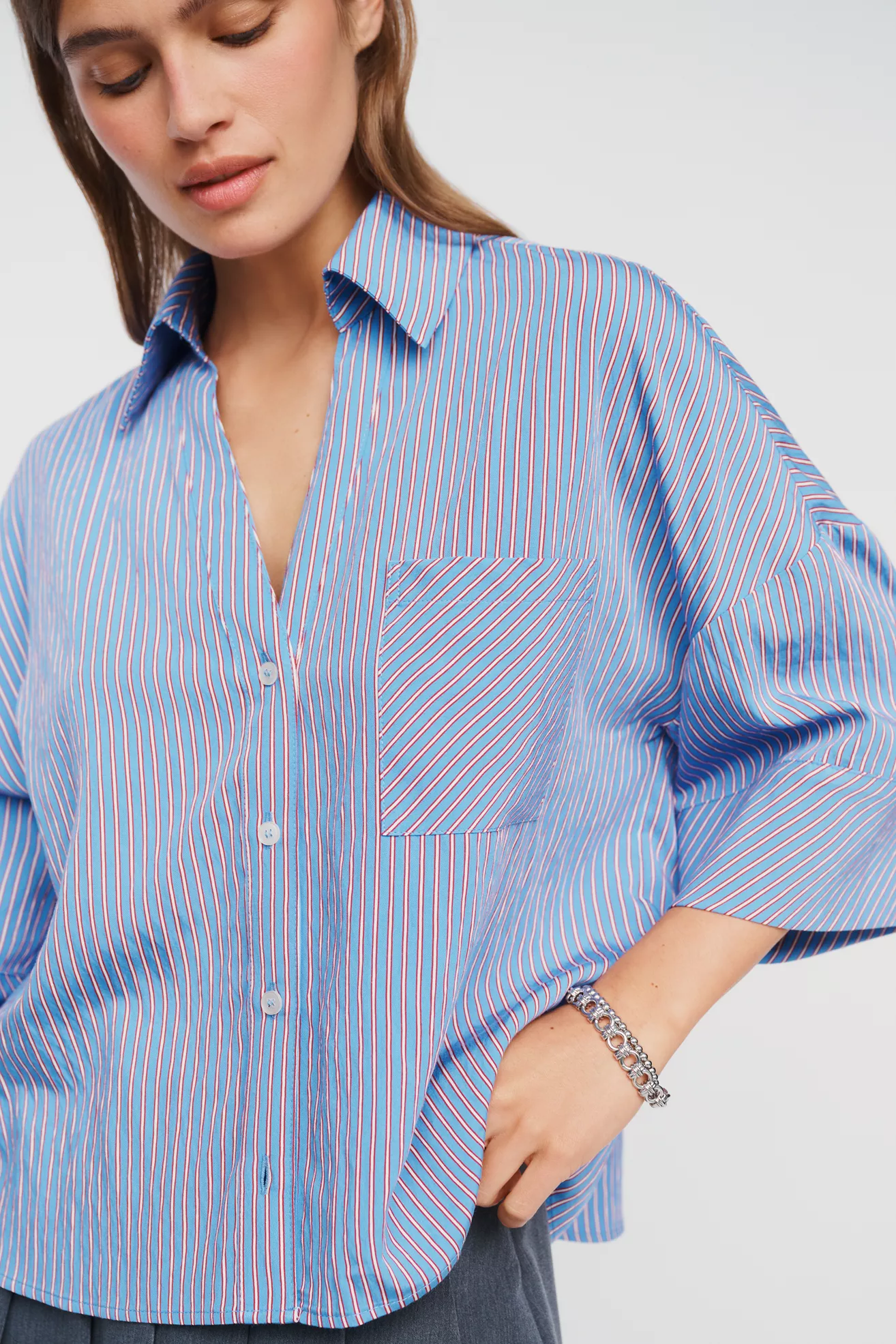 Maeve Wide-Cuff Buttondown Shirt