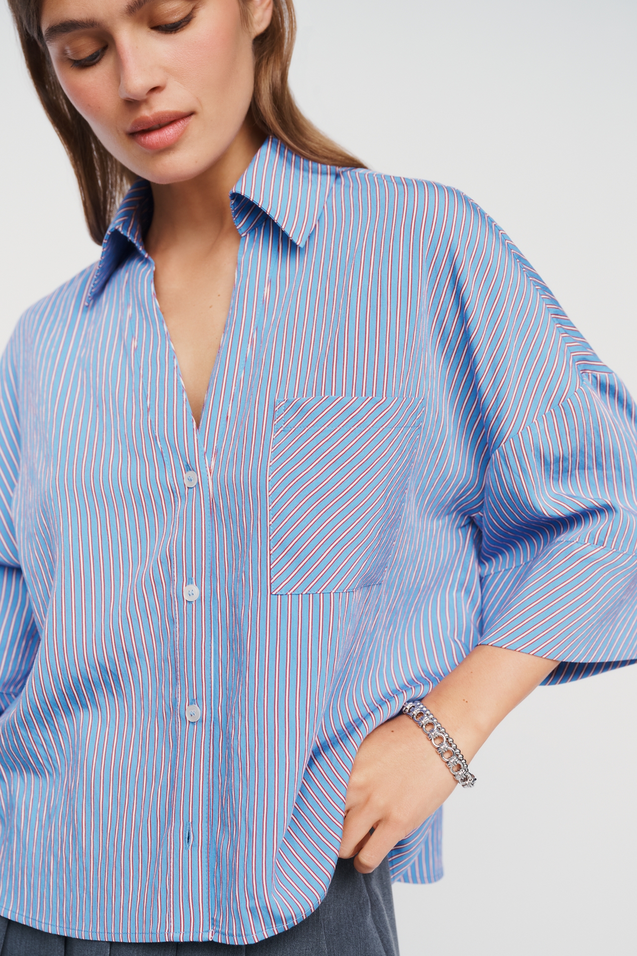 Maeve Wide-Cuff Buttondown Shirt
