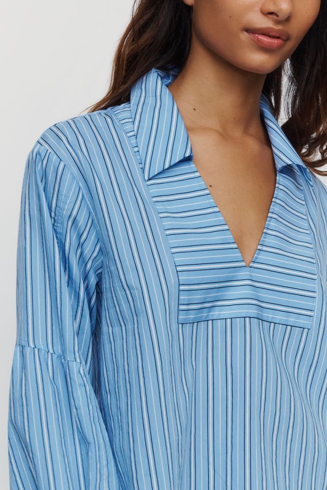 Maeve Cotton Poplin Blend Cropped Henley #1