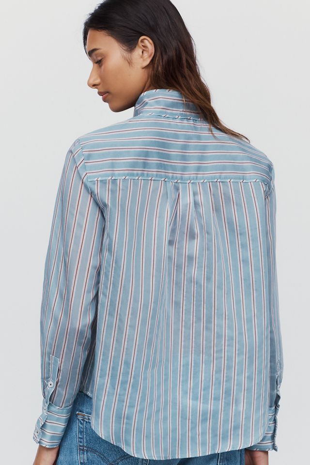 Maeve Striped Tie-Neck Blouse #3
