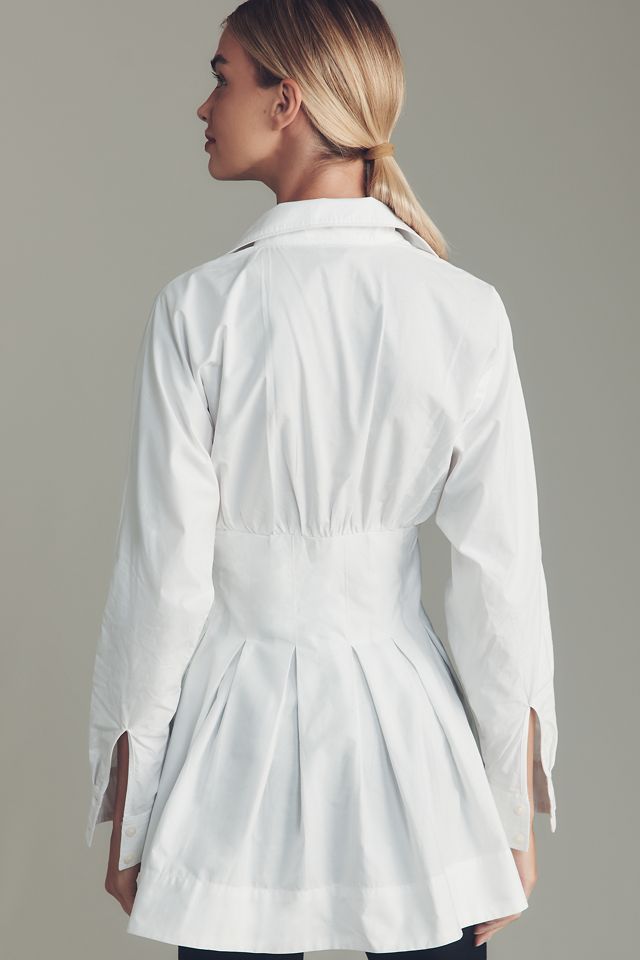 Maeve Long-Sleeve Cinched Buttondown Shirt #1