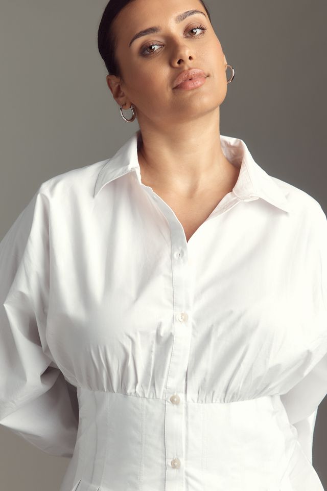 Maeve Long-Sleeve Cinched Buttondown Shirt #4