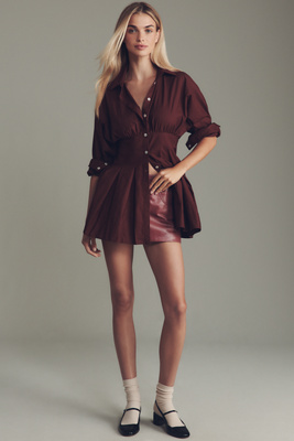 Maeve Long-Sleeve Cinched Buttondown Shirt