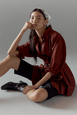maeve cinched shirt dress Carlotta Ruched Shirt Dress
