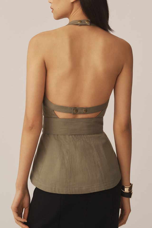 By Anthropologie Belted Halter Open-Back Top #1