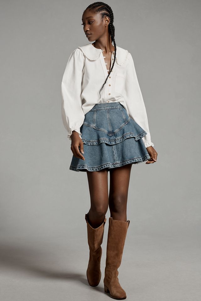 The Keira Denim Long-Sleeve Blouse by Pilcro  #1
