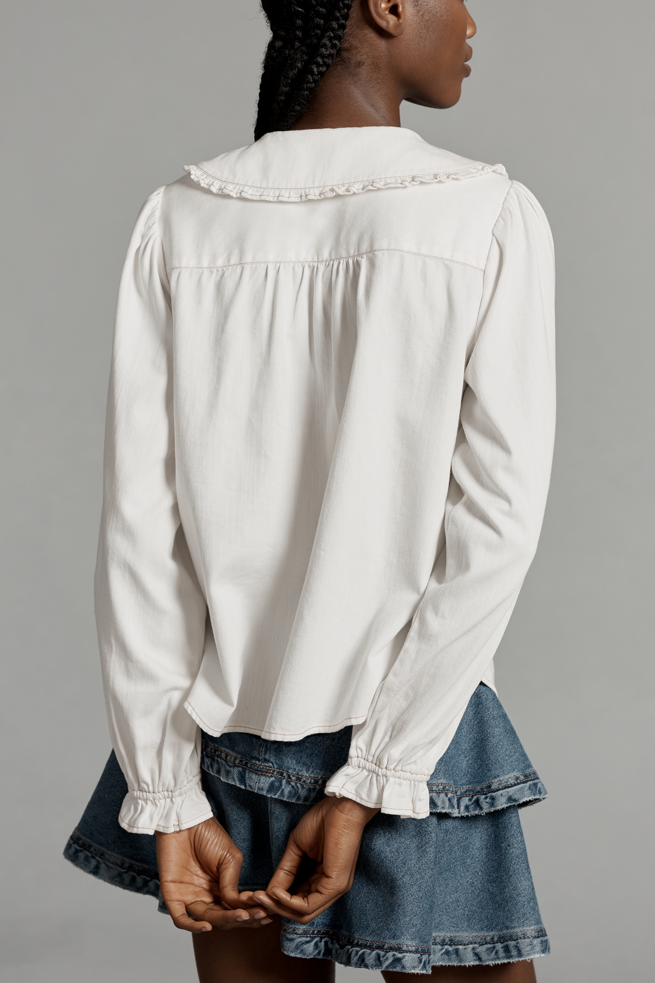 The Keira Denim Long-Sleeve Blouse by Pilcro