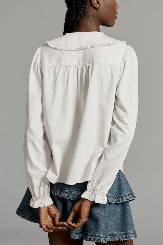 The Keira Denim Long-Sleeve Blouse by Pilcro  #2