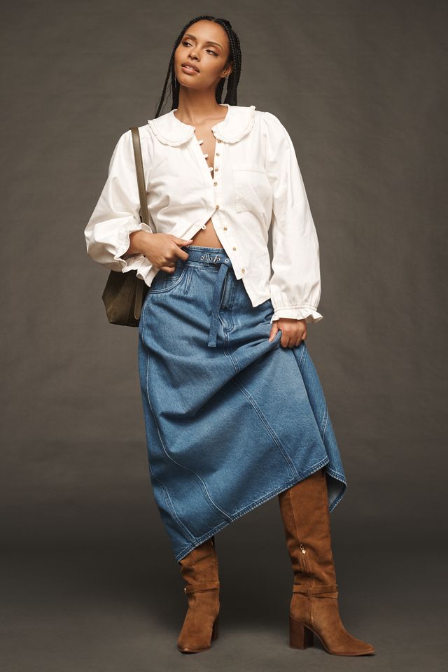 The Keira Denim Long-Sleeve Blouse by Pilcro  #5