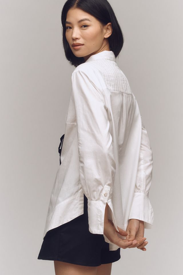 Maeve Tuxedo Tie Tunic Blouse #1