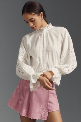 Pilcro Long-Sleeve Ruffled Bubble Blouse