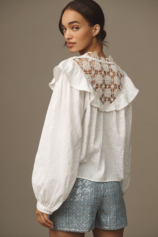Blusa Pilcro de Manga Larga con Bordado Calado #1