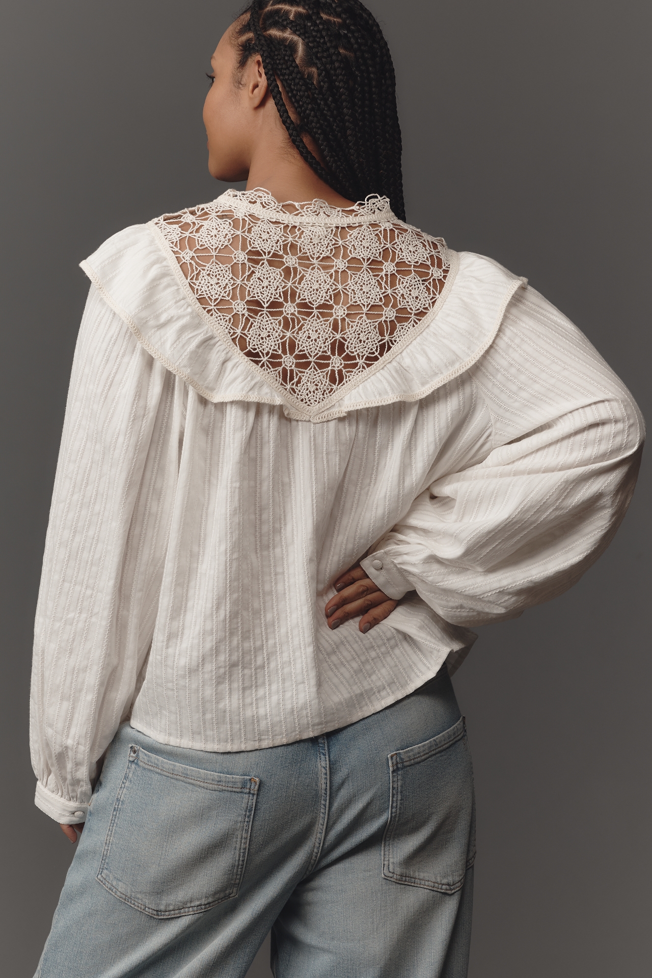 Pilcro Long-Sleeve Eyelet Cutwork Blouse