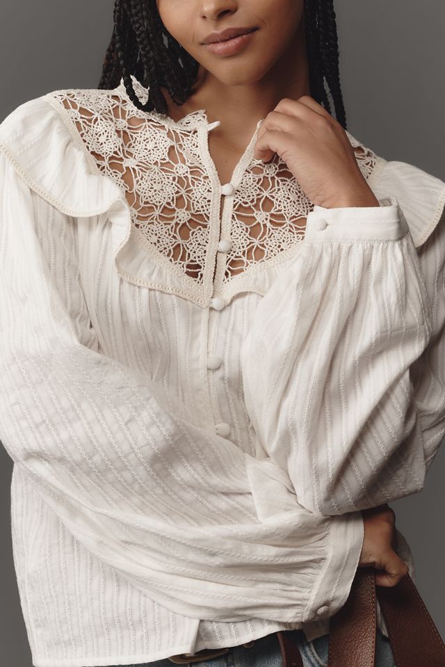 Pilcro Long-Sleeve Eyelet Cutwork Blouse #6