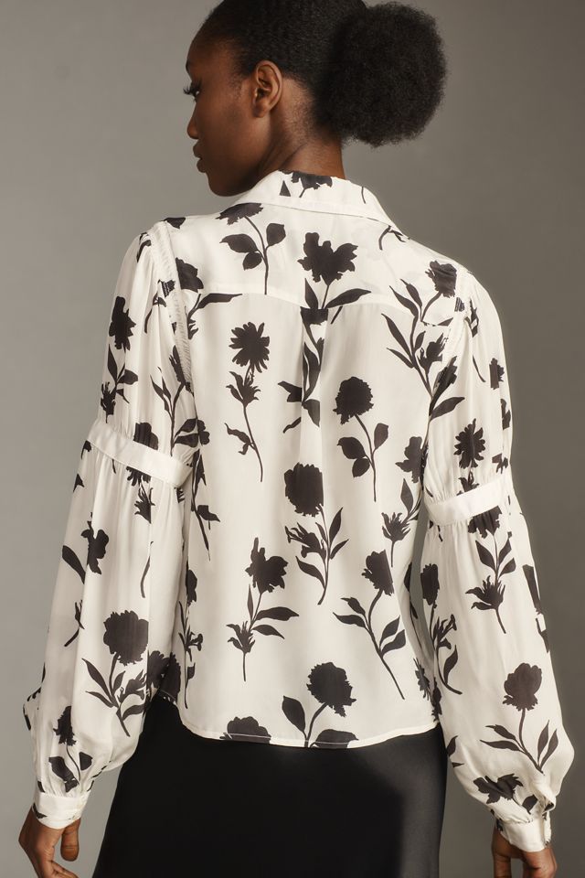 Maeve Long-Sleeve Shirred Blouse #1