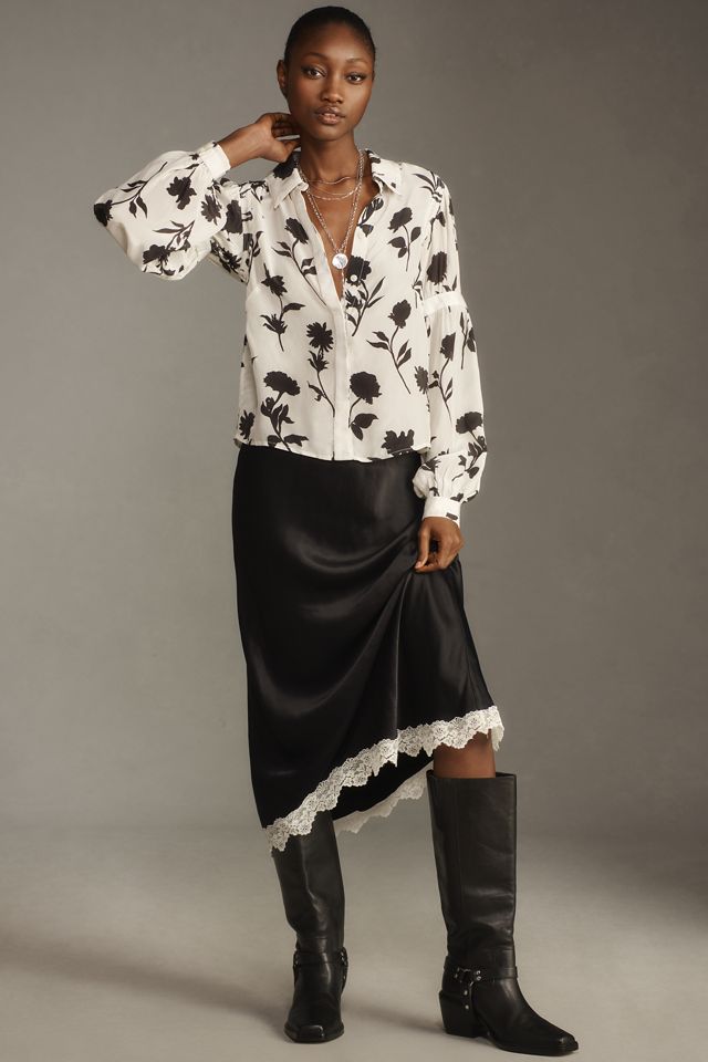 Maeve Long-Sleeve Shirred Blouse #3