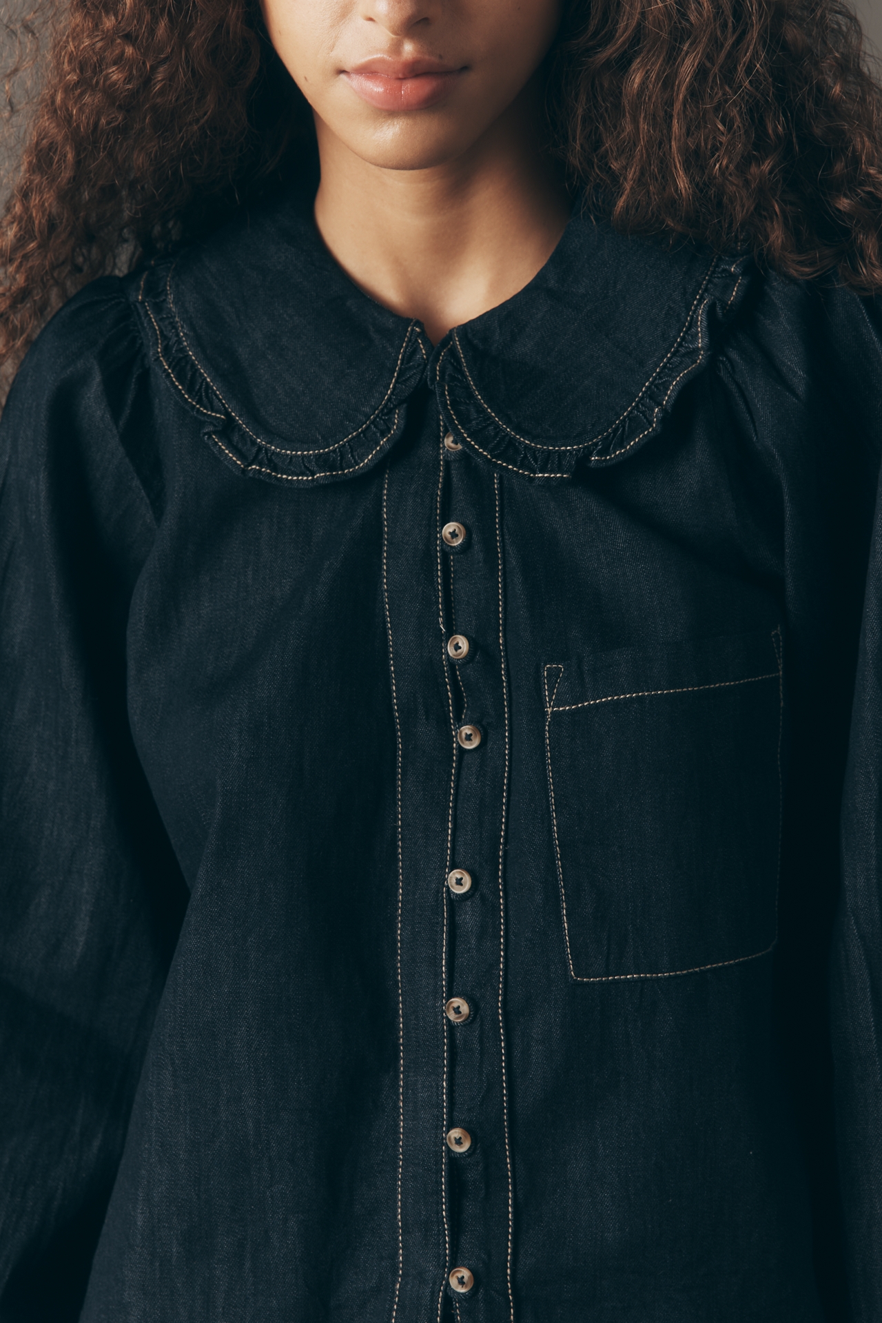 The Keira Denim Long-Sleeve Blouse by Pilcro