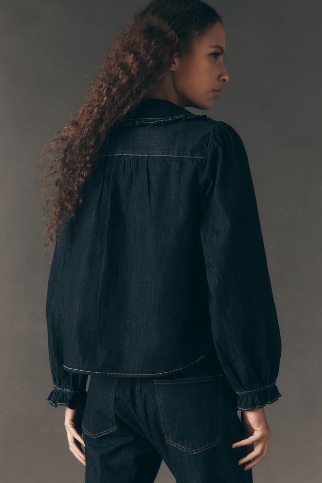 Le Chemisier Boutonné Col Keira par Pilcro: Édition Denim Manches Longues #1