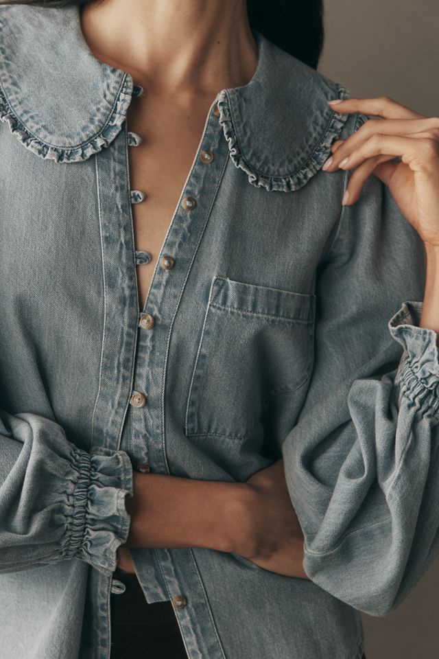 The Keira Collared Button-Front Blouse by Pilcro: Long-Sleeve Denim Edition #4