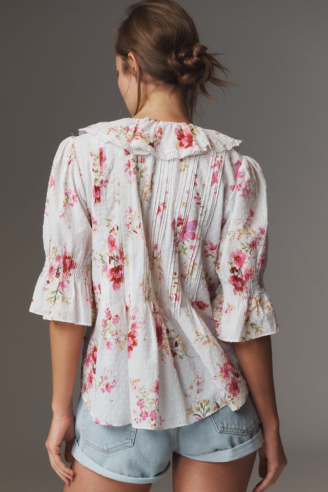 Blusa con Volantes, Pliegues y Botones By Anthropologie #1