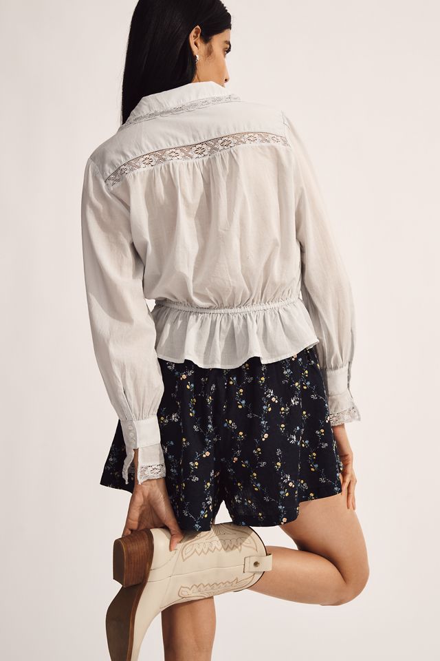 By Anthropologie Lace-Placket Long-Sleeve Blouse #5