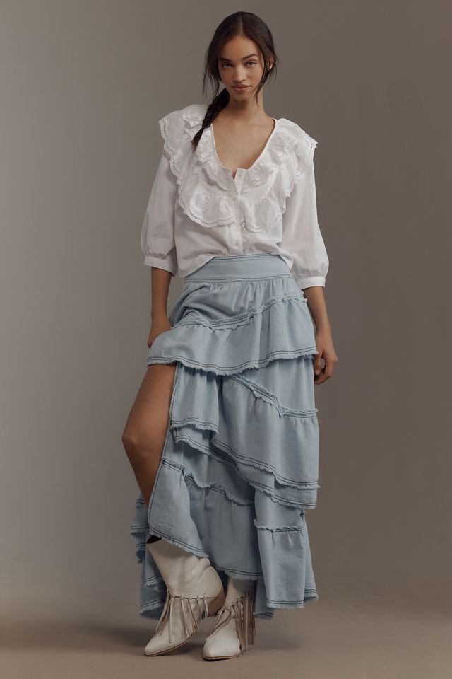 Maeve Long-Sleeve Double-Collar Blouse #1