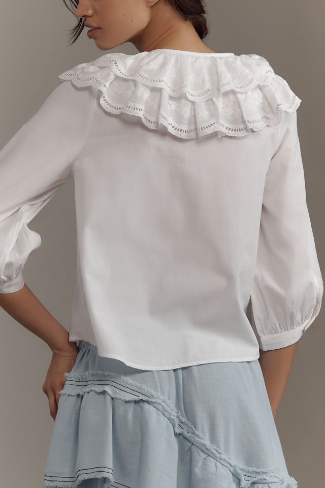 Maeve Long-Sleeve Double-Collar Blouse #2