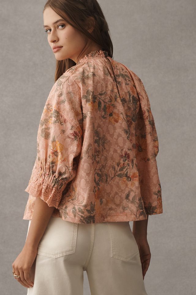Pilcro Puff-Sleeve High-Neck Blouse #1