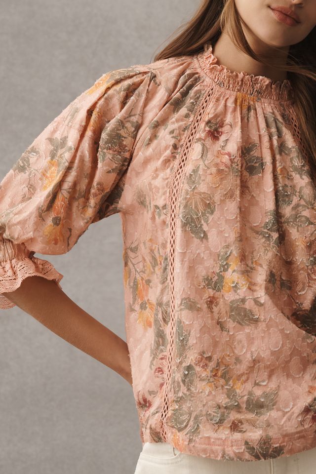 Pilcro Puff-Sleeve High-Neck Blouse #2