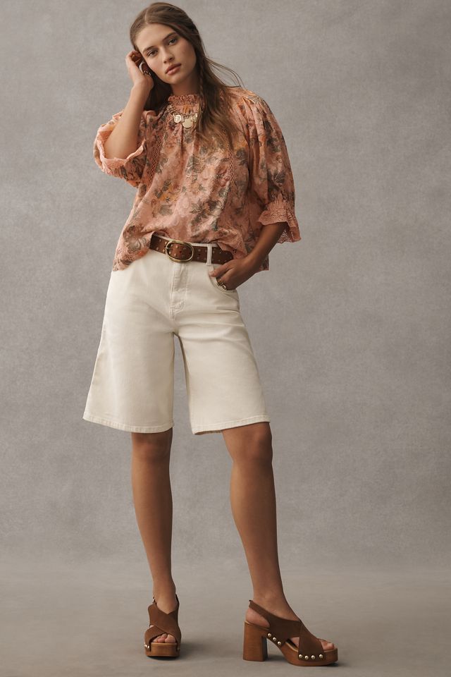 Pilcro Puff-Sleeve High-Neck Blouse #3