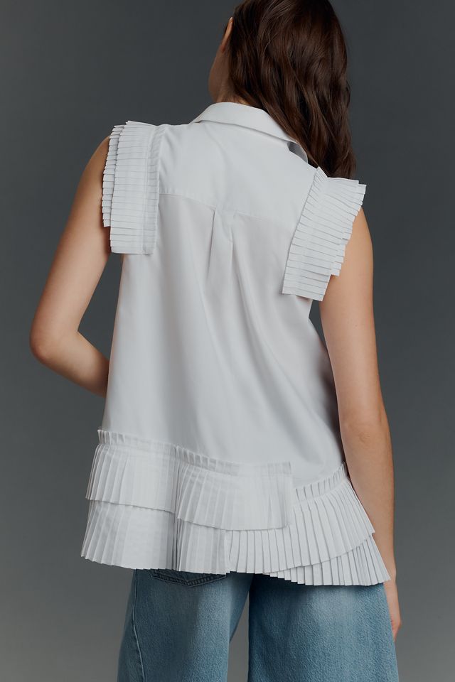 By Anthropologie Sleeveless Pleated Blouse #1