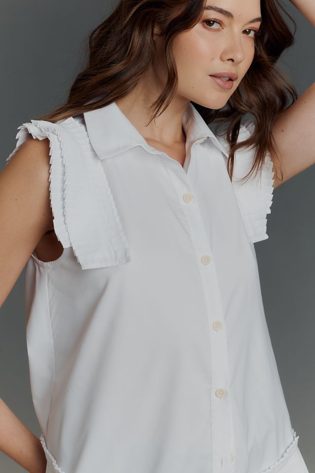 By Anthropologie Sleeveless Pleated Blouse #2