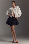 Maeve Long-Sleeve Collared Ruffle-Front Blouse