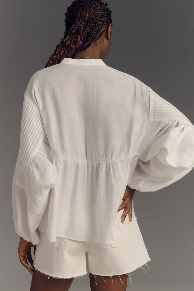 By Anthropologie Long-Sleeve Pintuck Blouse #1