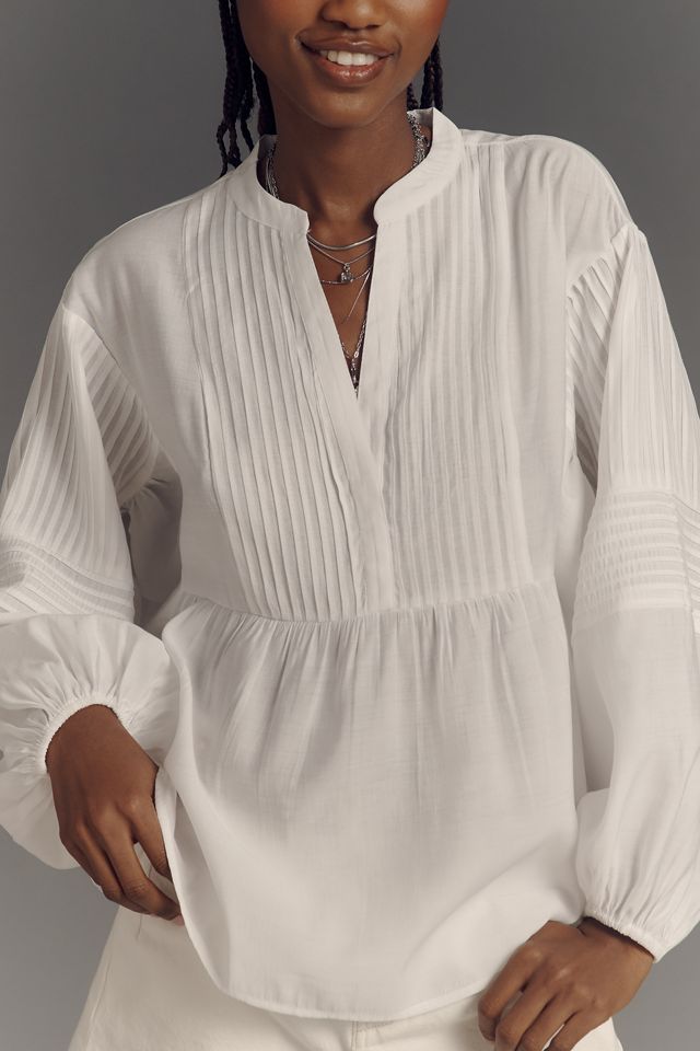 By Anthropologie Long-Sleeve Pintuck Blouse #2
