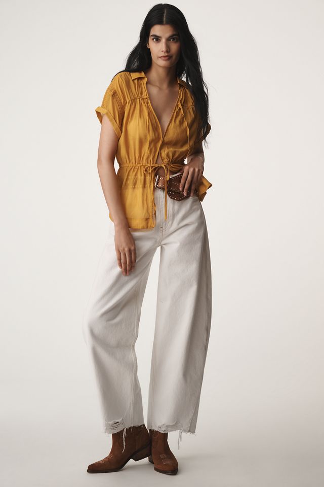 By Anthropologie Cap-Sleeve Tunneled Blouse #4