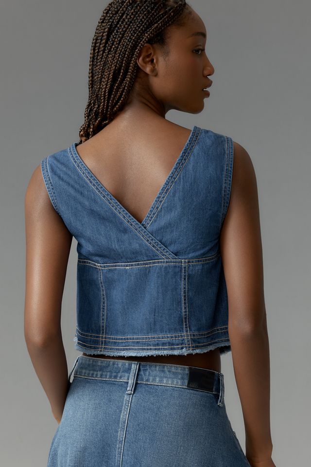 Haut en Denim Pilcro Coastal à Col en V et Coupe Courte #1