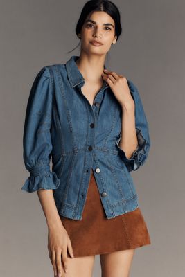Pilcro Long-Sleeve V-Neck Oversized Popover Top