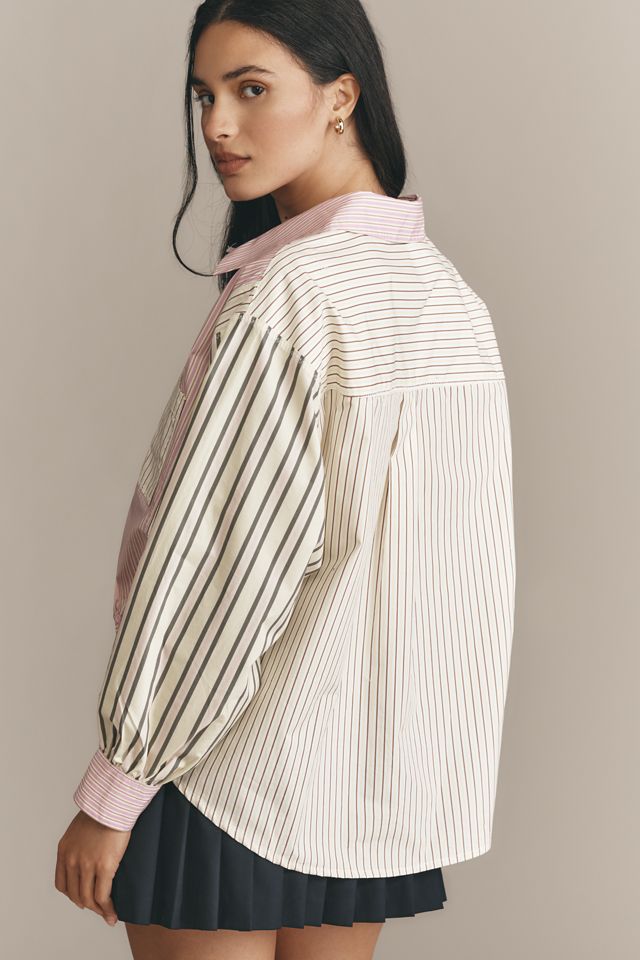 By Anthropologie Drawstring Buttondown Top #1