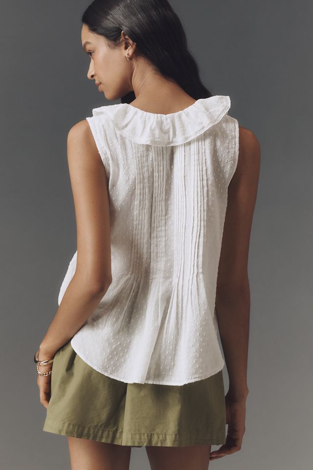 By Anthropologie Sleeveless Pintuck Ruffle Blouse #1