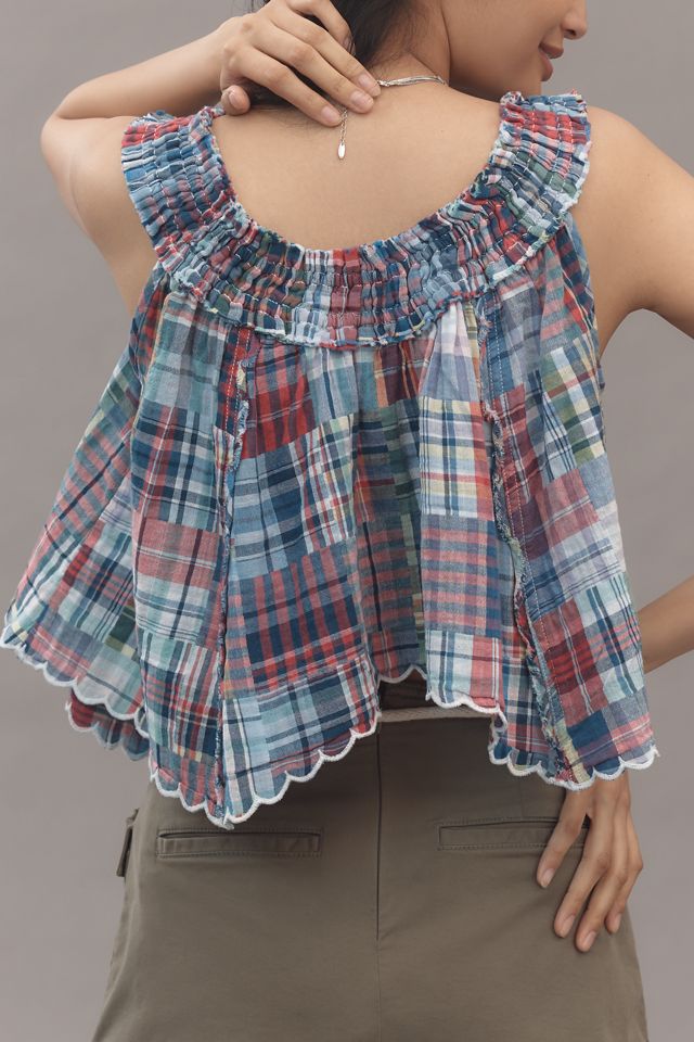 Pilcro Scallop-Hem Patchwork Tank