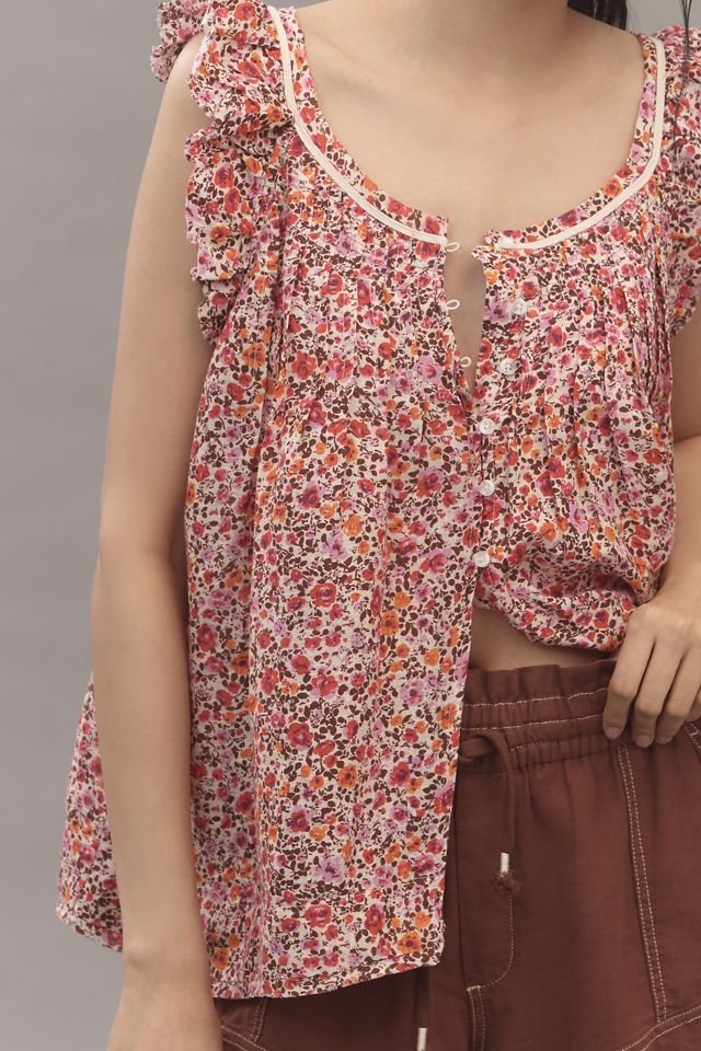 By Anthropologie Linen Pintuck Swing Tunic Blouse #2