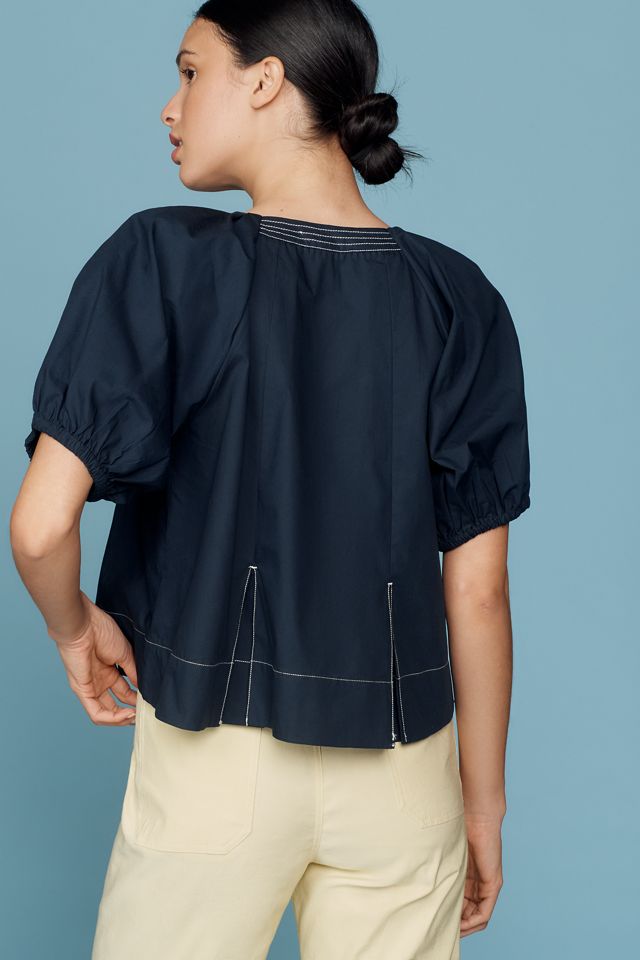 By Anthropologie Puff-Sleeve Keyhole Top #1