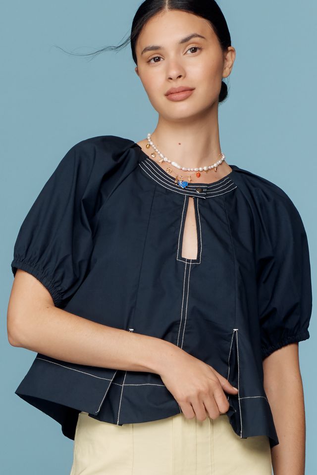 By Anthropologie Puff-Sleeve Keyhole Top #3