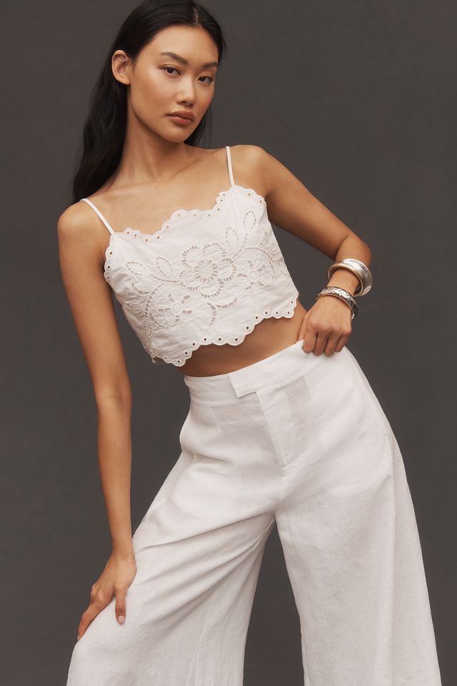 By Anthropologie Cutwork Crop Tank #4