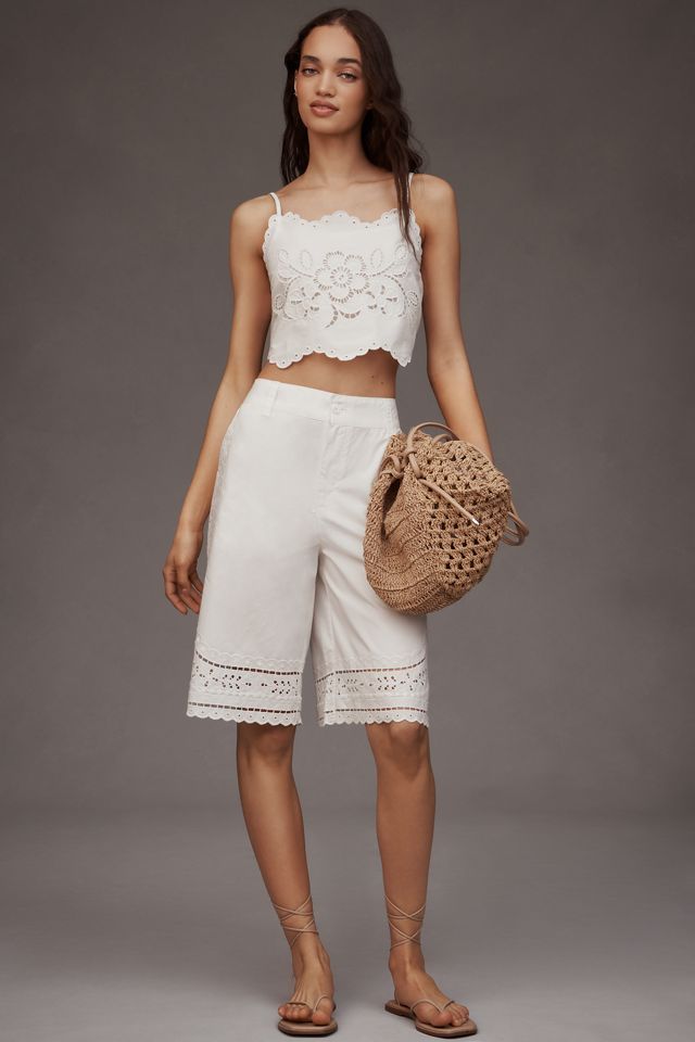 By Anthropologie Cutwork Crop Tank #2